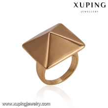 14484 anillo de dedo chapado en oro de la aleación de cobre en forma de cono cuadrado de la joyería al por mayor clásica de las señoras